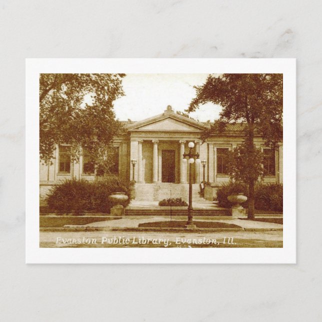 Bibliothek, Evanston, Illinois Vintag Postkarte (Vorderseite)