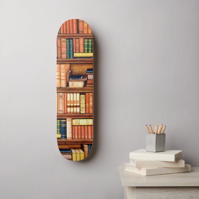 Bibliothek für alte Bücher Skateboard (Wandkunst)