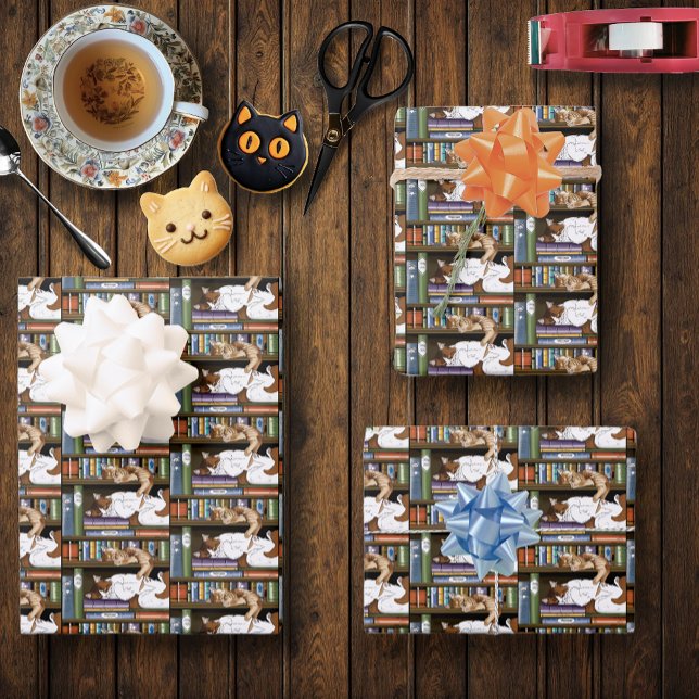 Bibliothek für Katzen buchen Geschenkpapier Set (Von Creator hochgeladen)