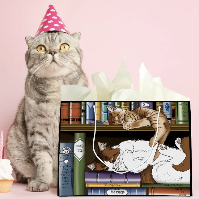 Bibliothek für Katzen buchen Große Geschenktüte (Von Creator hochgeladen)
