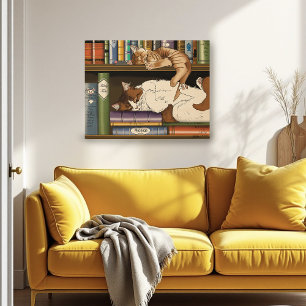 Bibliothek für Katzen buchen Poster