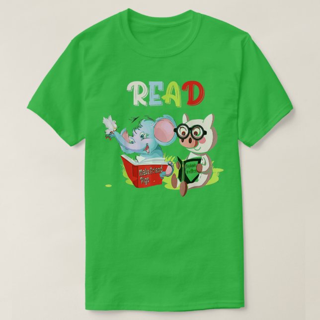 Bibliothek für Lehrer Lesen des Buches Club Piggie T-Shirt (Design vorne)