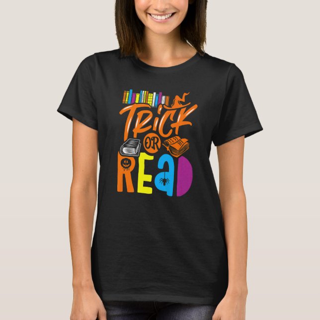 Bibliothek Halloween Costume Trick oder lesen T-Shirt (Vorderseite)