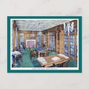 Bibliothek, Hotel Dennis, Atlantic City 1926 Vinta Postkarte