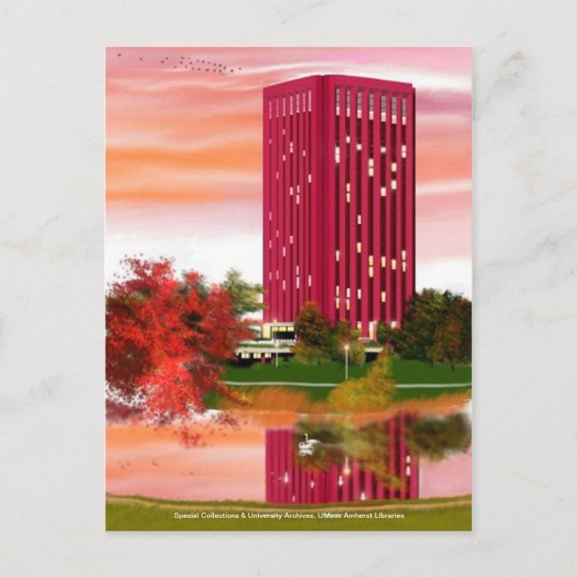 Bibliothek im Herbst von Tam Nguyen Postkarte (Vorderseite)