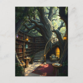 Bibliothek in den Ästen eingebettet Postkarte