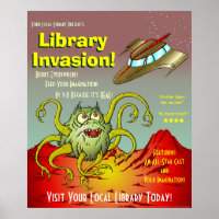 Bibliothek Invasion! Werbeaktion-Poster lesen