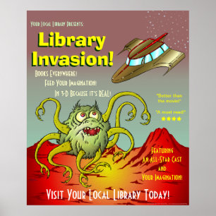 Bibliothek Invasion! Werbeaktion-Poster lesen Poster