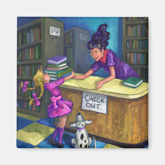 Bibliothek Karo Out Artwork Magnet (Vorne)
