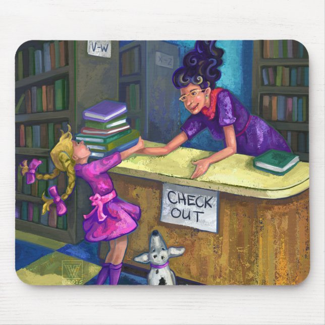 Bibliothek Karo Out Artwork Mousepad (Vorne)
