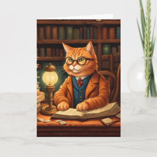 Bibliothek Katze #15 Grußkarte Karte