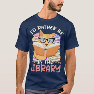 Bibliothek Katze Buch Lesen Literatur Bücherwurm L T-Shirt