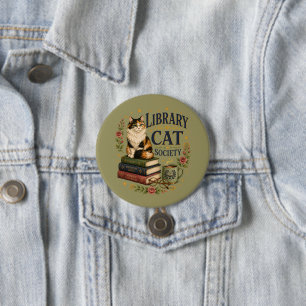 Bibliothek Katzen Gesellschaft Buchliebende Dreifa Button