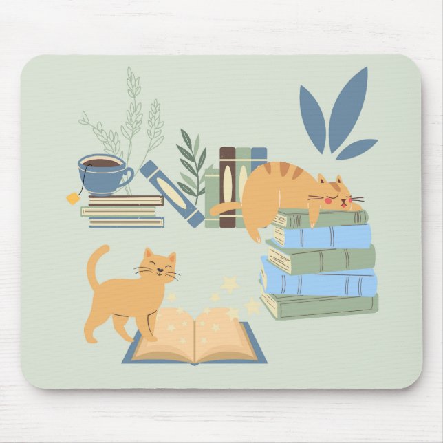 Bibliothek Katzen Mousepad (Vorne)