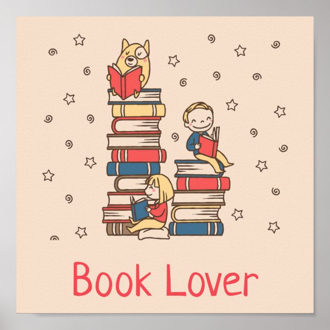 Bibliothek "Lover" für niedliche Kinder Poster (Vorne)