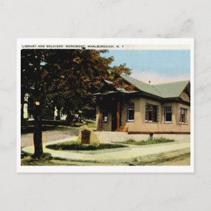 Bibliothek, Marlborough, NY Vintag Postkarte