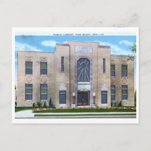 Bibliothek, Pine Bluff, Arkansas Vintag Postkarte