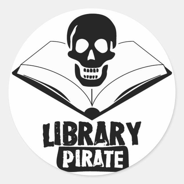 Bibliothek Pirate Runder Aufkleber (Vorderseite)