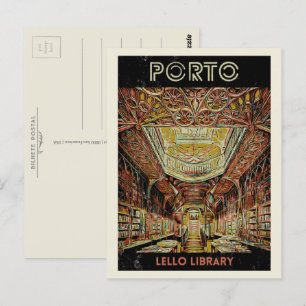 Bibliothek Porto Lello, Portugal Postkarte