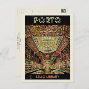 Bibliothek Porto Lello, Portugal Postkarte