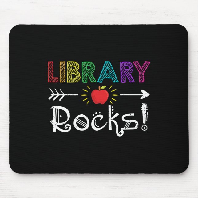 Bibliothek Rocks Lehrer Student Spaß zurück zur Sc Mousepad (Vorne)