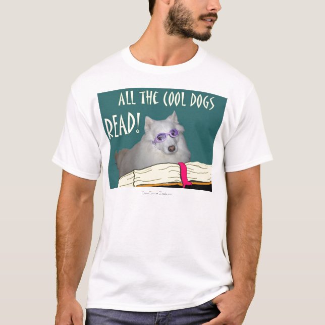 Bibliothek - Samoyed - coole Hunde las Bildung T-Shirt (Vorderseite)