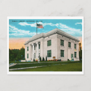 Bibliothek, Savannah, GA Vintage Postkarte