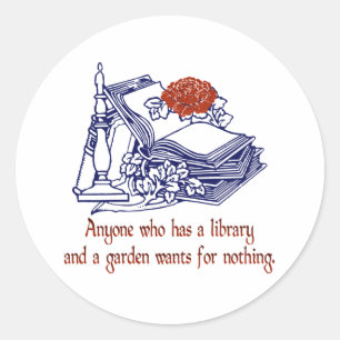 Bibliothek u. Garten Runder Aufkleber