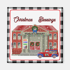 Bibliothek und kleine Bibliothek mit rotem LKW Magnet