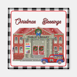 Bibliothek und kleine Bibliothek mit rotem LKW Magnet