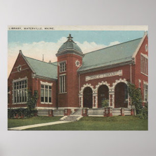 Bibliothek, Waterville Maine, 1920er Vintag Inspir Poster