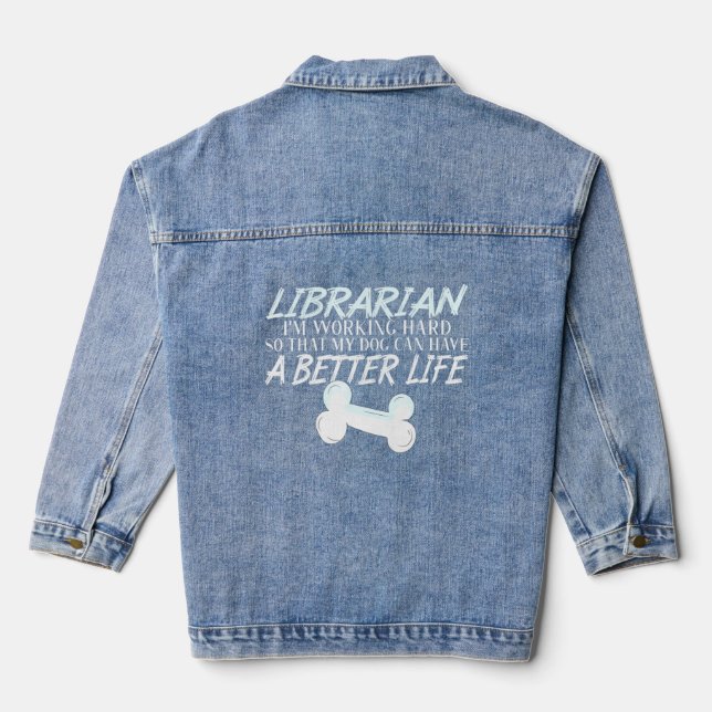 Bibliothekar - Hund-Better-Life-Buchschule Jeansjacke (Rückseite)
