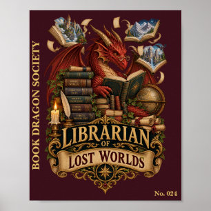 Bibliothekar Vergessener Welten Buch-Drachen-Ges Poster
