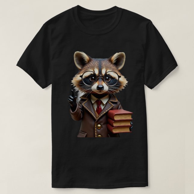 Bibliothekar Waschbär T-Shirt (Design vorne)