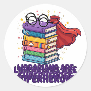 Bibliothekare sind Superhelden Bücher Lustiger Run Runder Aufkleber