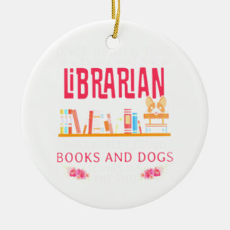 Bibliothekarische Bücher und Hunde Keramik Ornament