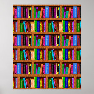 Bibliotheks-Bücherregal-Hintergrund-Muster für Poster