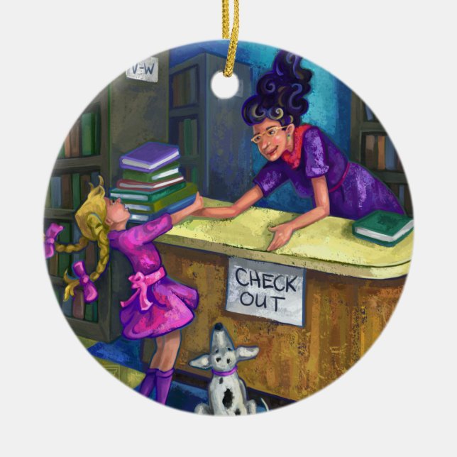 Bibliotheks-Karo-heraus Grafik Keramik Ornament (Vorne)