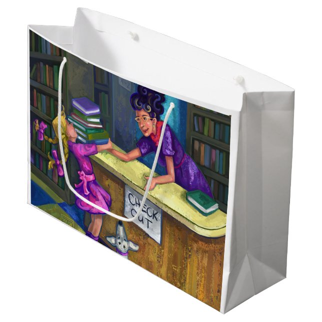 Bibliotheks-Karo heraus Große Geschenktüte (Vorderseite Schrägansicht)