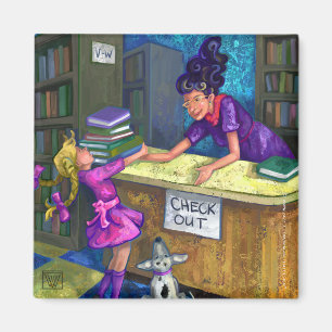 Bibliotheks-Karo-heraus Magnet