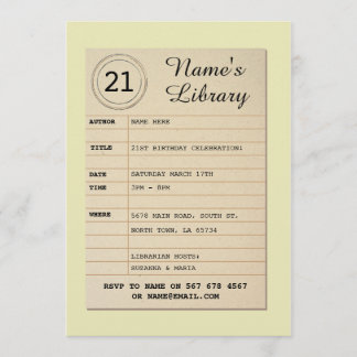 Bibliotheks-Karten-Buch-Geburtstags-Party-Autor Einladung