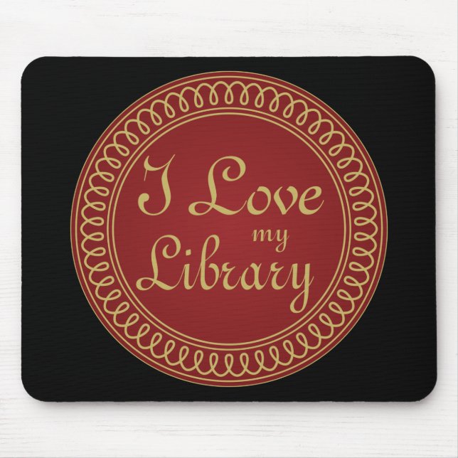 Bibliotheks-Liebhaber-Rot und Goldlesegeschenk Mousepad (Vorne)