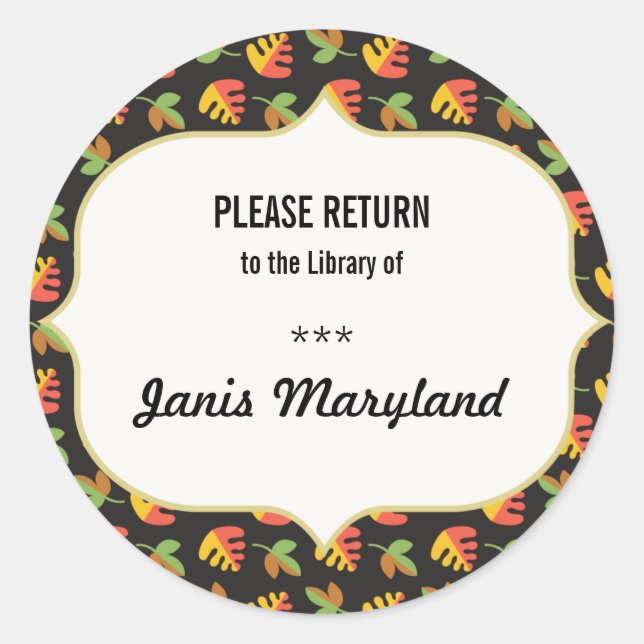 Bibliotheksaufkleber / Ex-Libris-Bezeichnung Runder Aufkleber (Vorderseite)