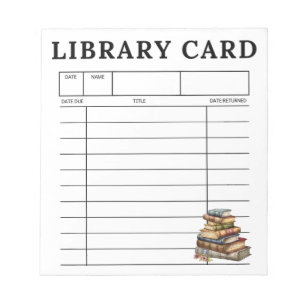Bibliotheksausweis Vintage-Bücher Notizblock