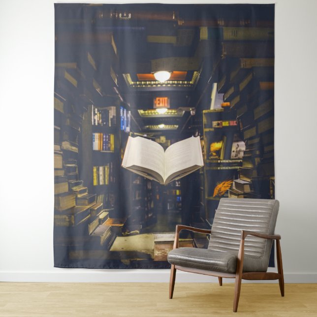 Bibliotheksbücher - Bücherregale im offenen Buch l Wandteppich (Beispiel)