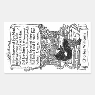 Bibliotheksbuchstempel Vintage-Gedicht-Typografie Rechteckiger Aufkleber