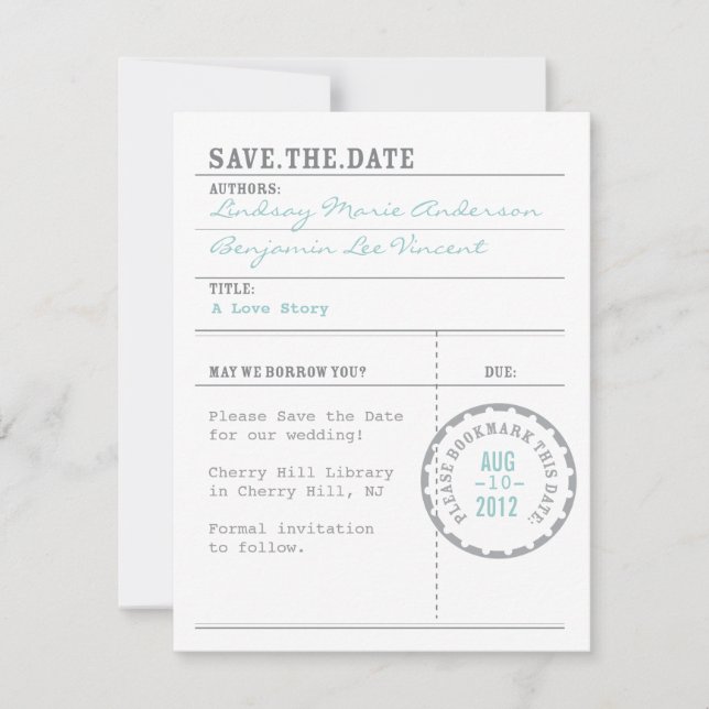 Bibliothekskarte Save the Date (Vorderseite)