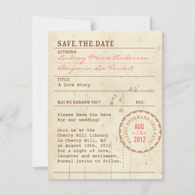 Bibliothekskarte Save the Date (Vorderseite)