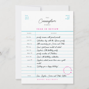 Bibliothekskarten-Jahresrückblick Flache Weihnacht Feiertagskarte