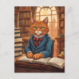 Bibliothekskatze #11 Postkarte